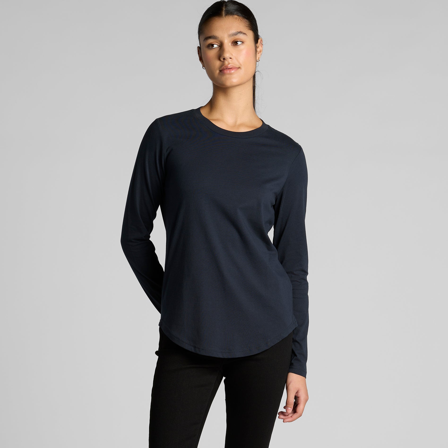 Ascolour Wos Maple Curve Ls Tee 4021 Wos Maple Curve Ls Tee Loose Front - Custom Printed - Print Blanc