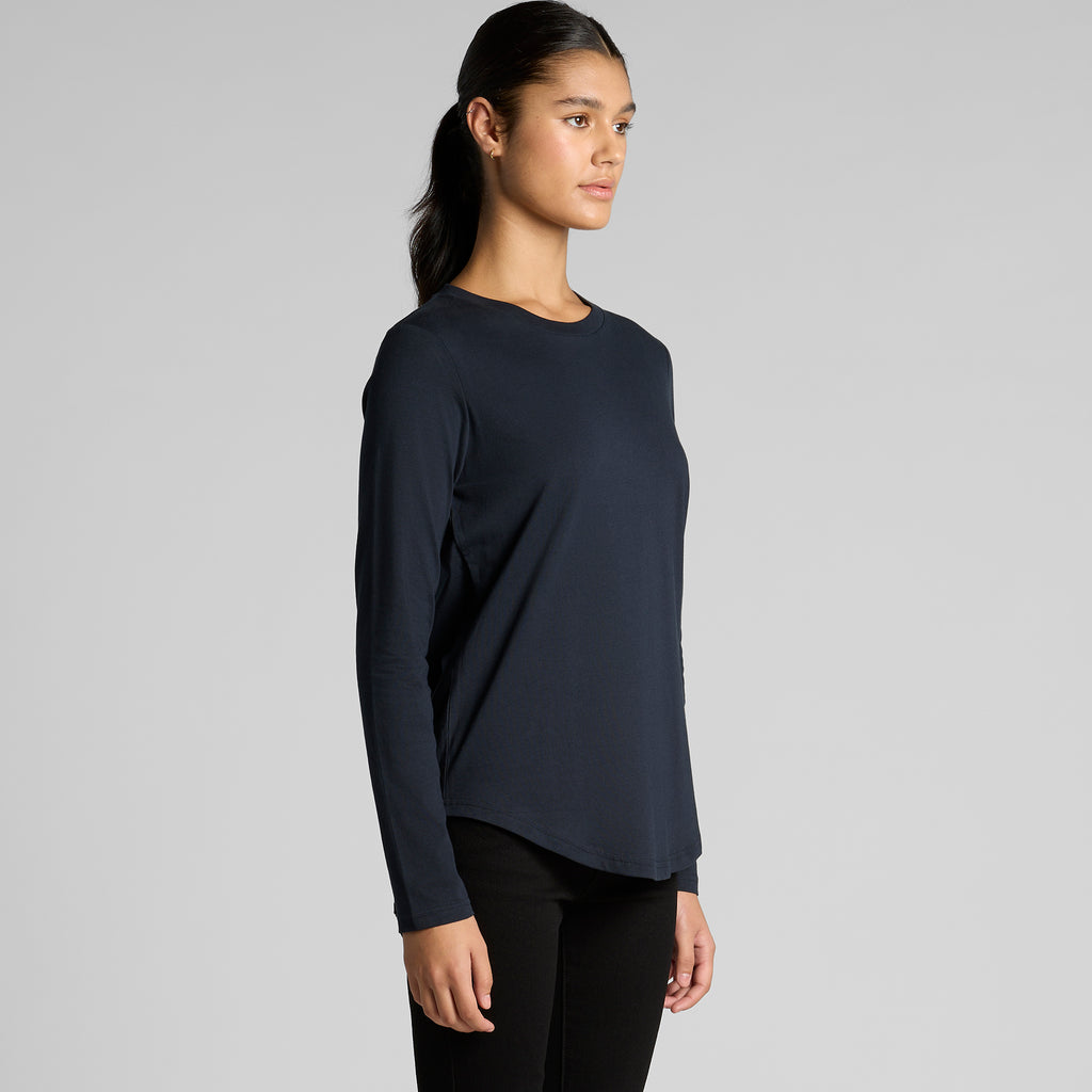 Ascolour Wos Maple Curve Ls Tee 4021 Wos Maple Curve Ls Tee Turn Front - Custom Printed - Print Blanc