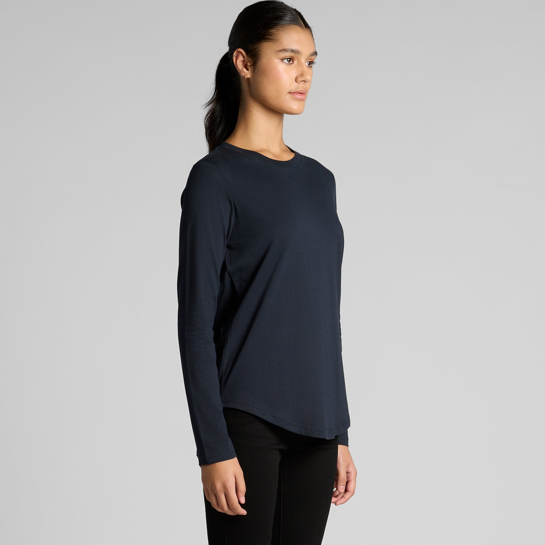Ascolour Wos Maple Curve Ls Tee 4021 Wos Maple Curve Ls Tee Turn Front - Custom Printed - Print Blanc