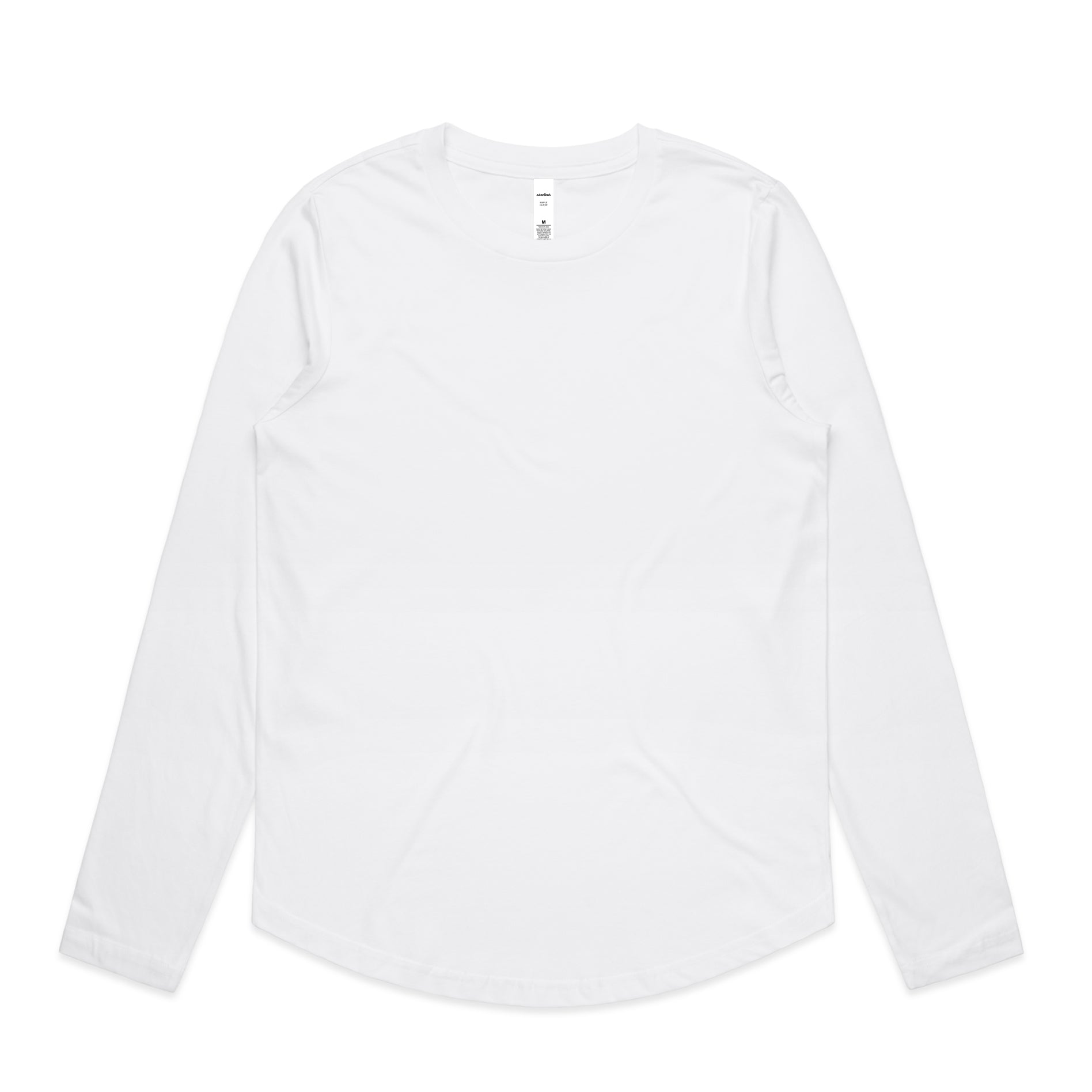 Ascolour Wos Maple Curve Ls Tee 4021 Wos Maple Curve Ls Tee White Front - Custom Printed - Print Blanc