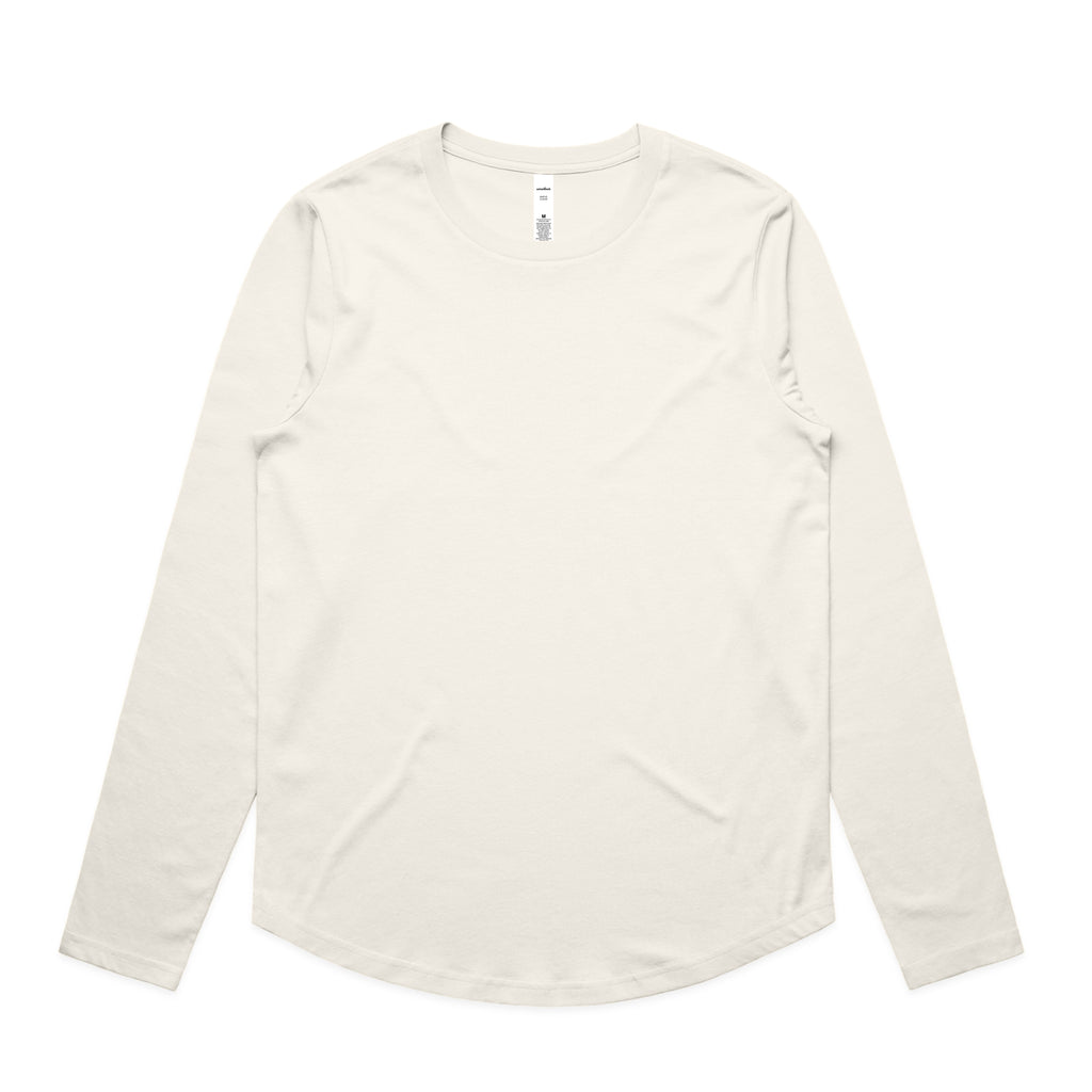 Ascolour Wos Maple Curve Ls Tee 4021 Wos Maple Curve Tee Ecru Front - Custom Printed - Print Blanc