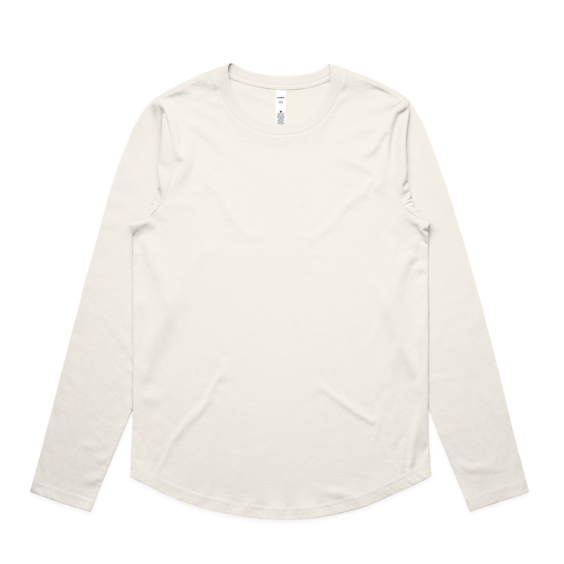 Ascolour Wos Maple Curve Ls Tee 4021 Wos Maple Curve Tee Ecru Front - Custom Printed - Print Blanc