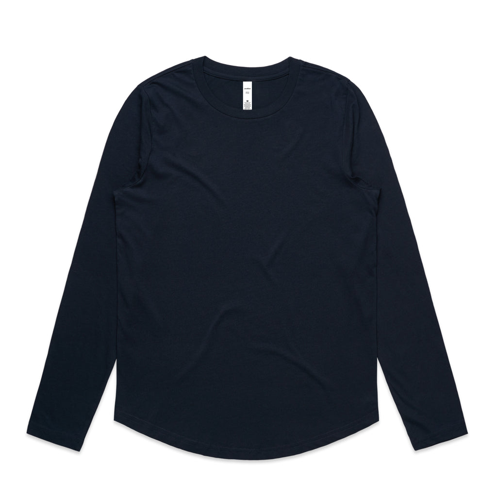 Ascolour Wos Maple Curve Ls Tee 4021 Wos Maple Curve Tee Navy Front - Custom Printed - Print Blanc