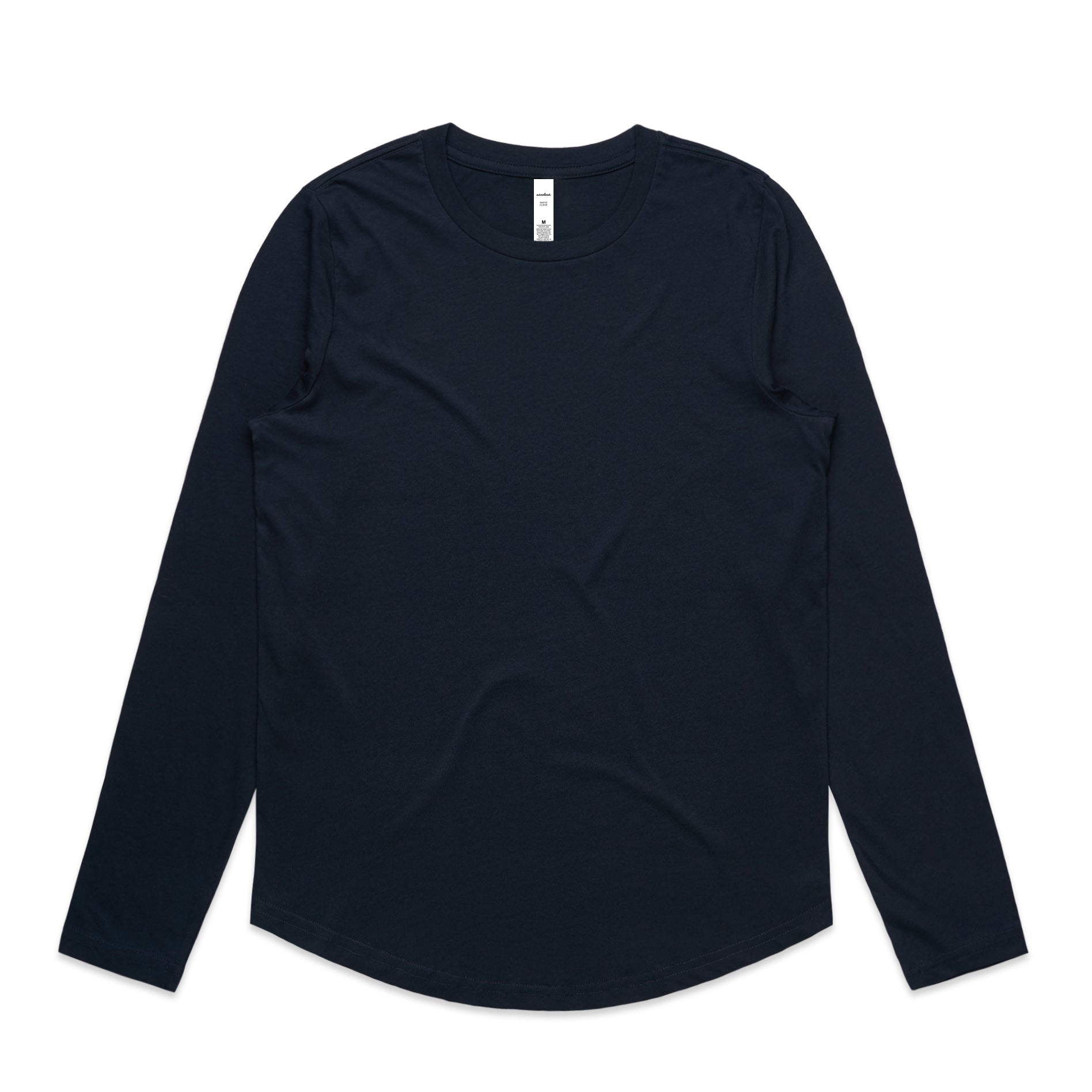 Ascolour Wos Maple Curve Ls Tee 4021 Wos Maple Curve Tee Navy Front - Custom Printed - Print Blanc
