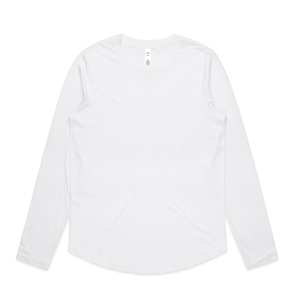 Ascolour Wos Maple Curve Ls Tee 4021 Wos Maple Curve Tee White Front - Custom Printed - Print Blanc