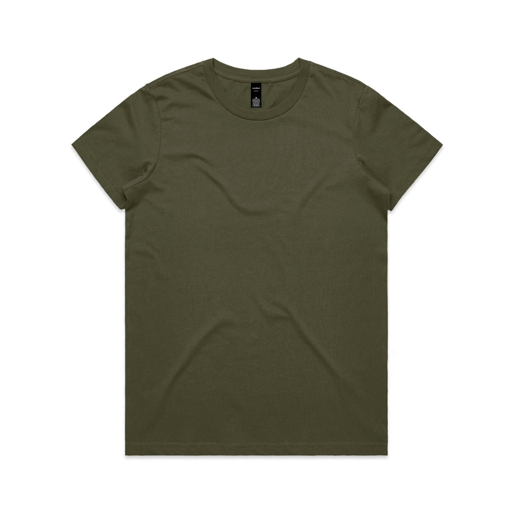 Ascolour Wos Maple Tee 4001 Maple Tee Army Front - Custom Printed - Print Blanc