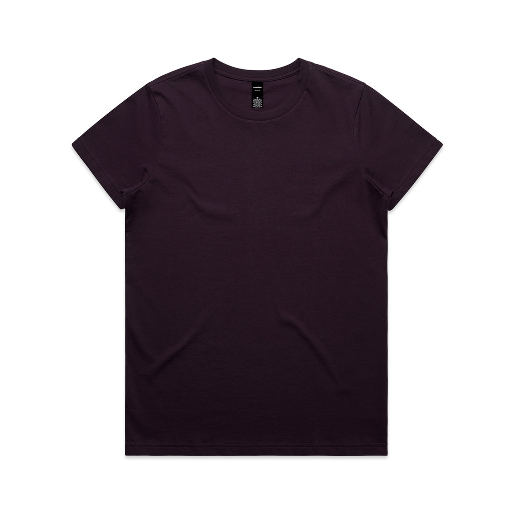 Ascolour Wos Maple Tee 4001 Maple Tee Plum Front - Custom Printed - Print Blanc
