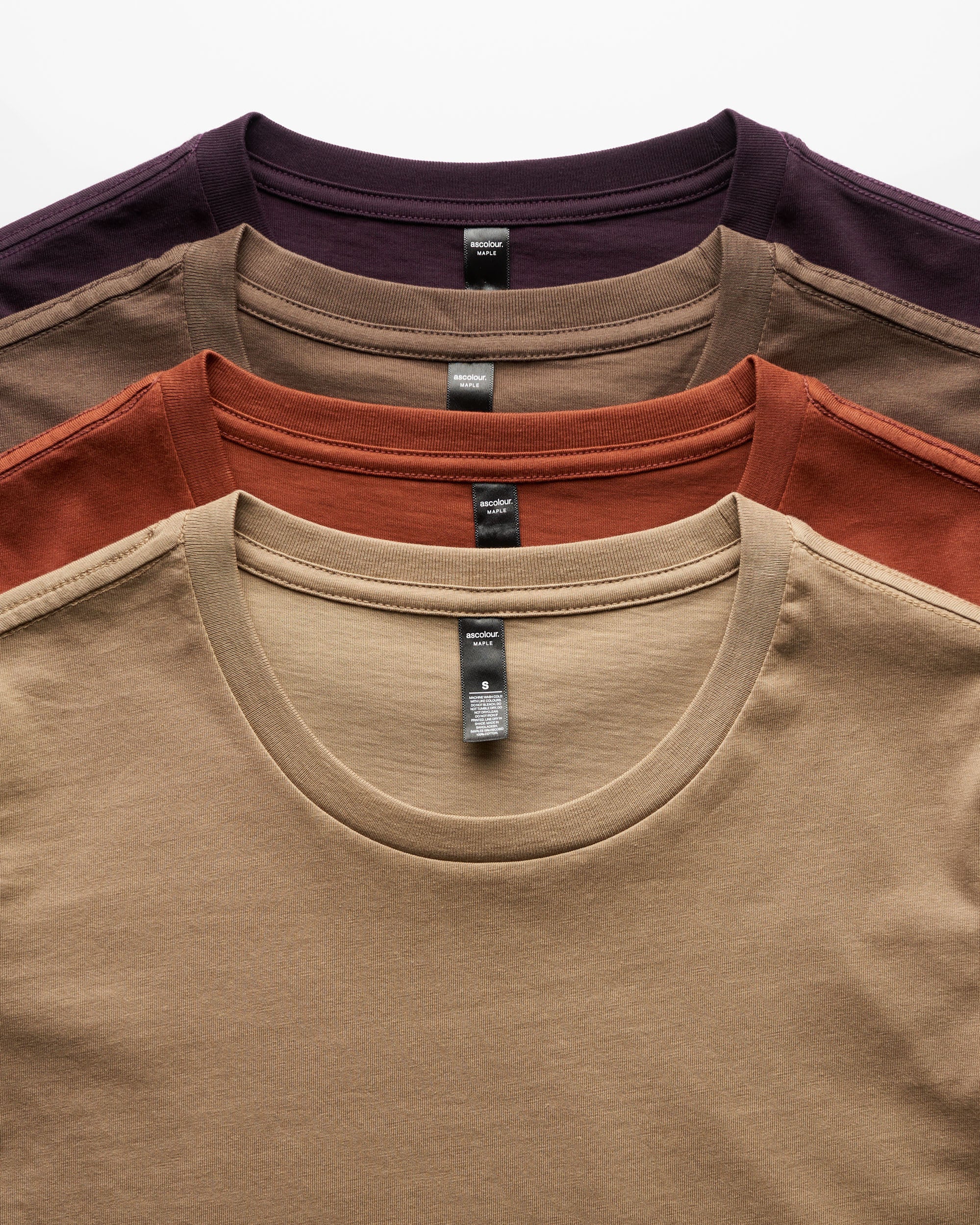 Ascolour Wos Maple Tee 4001 Stacked Flatlay Flat - Custom Printed - Print Blanc