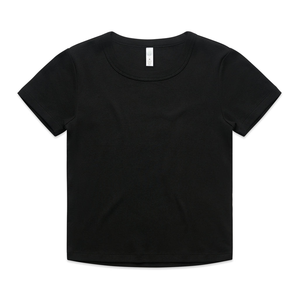 Ascolour Wos Organic Rib Baby Tee 4074 Organic Rib Baby Tee Black Front - Custom Printed - Print Blanc