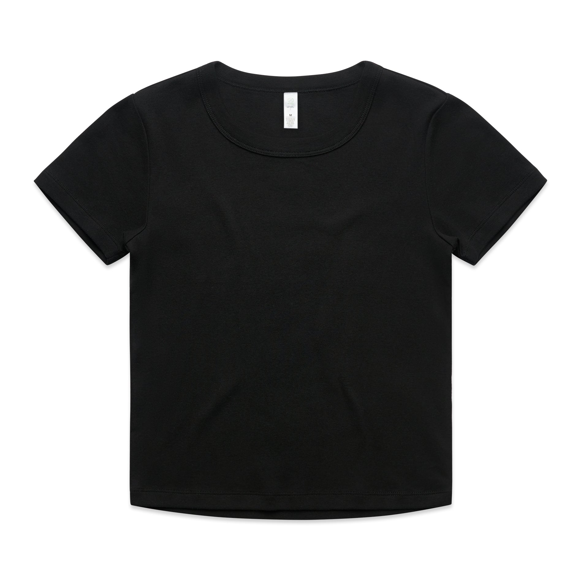 Ascolour Wos Organic Rib Baby Tee 4074 Organic Rib Baby Tee Black Front - Custom Printed - Print Blanc