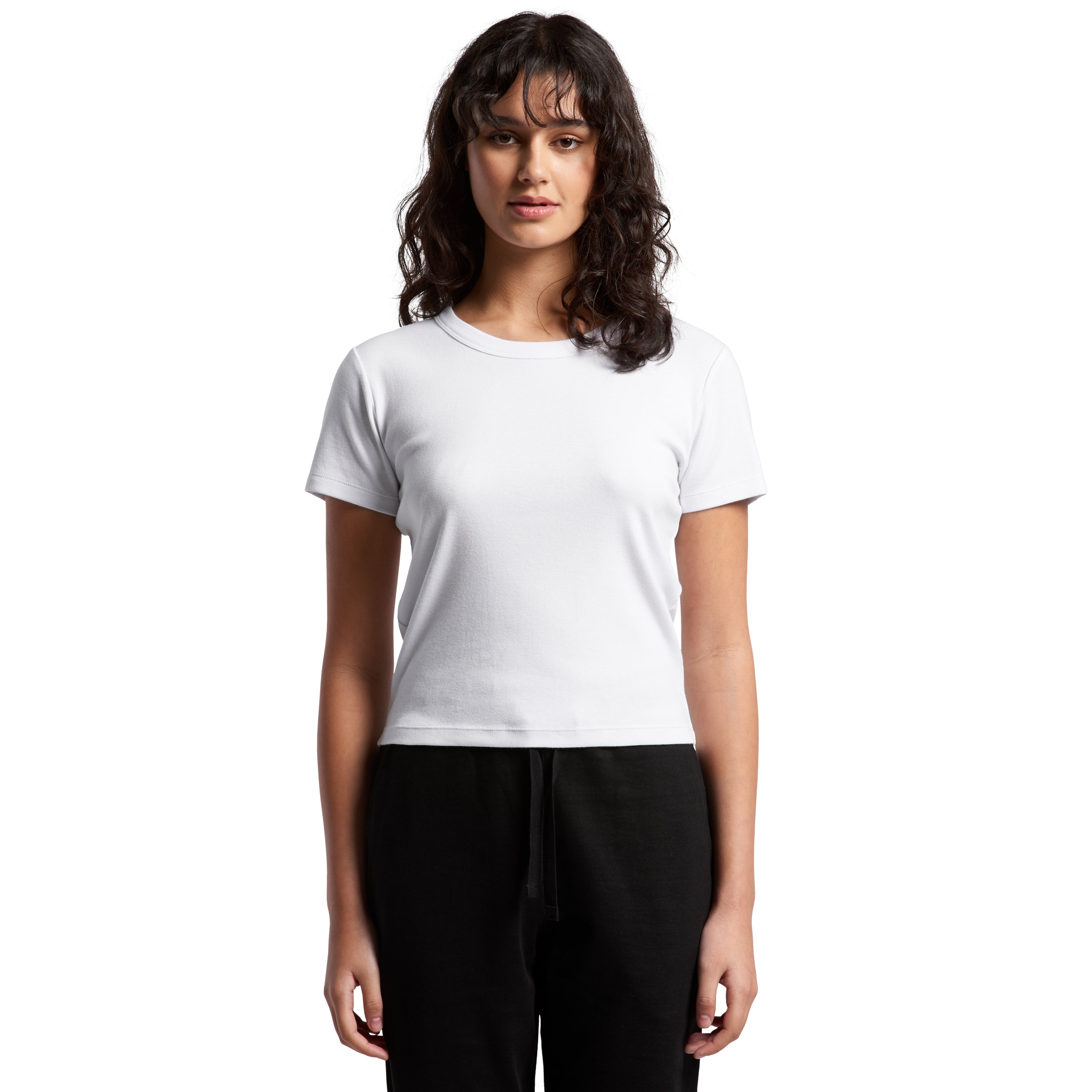Ascolour Wos Organic Rib Baby Tee 4074 Organic Rib Baby Tee Front - Custom Printed - Print Blanc