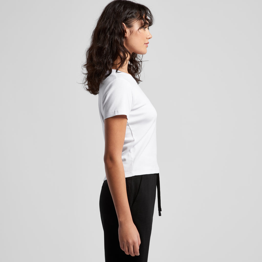 Ascolour Wos Organic Rib Baby Tee 4074 Organic Rib Baby Tee Side - Custom Printed - Print Blanc