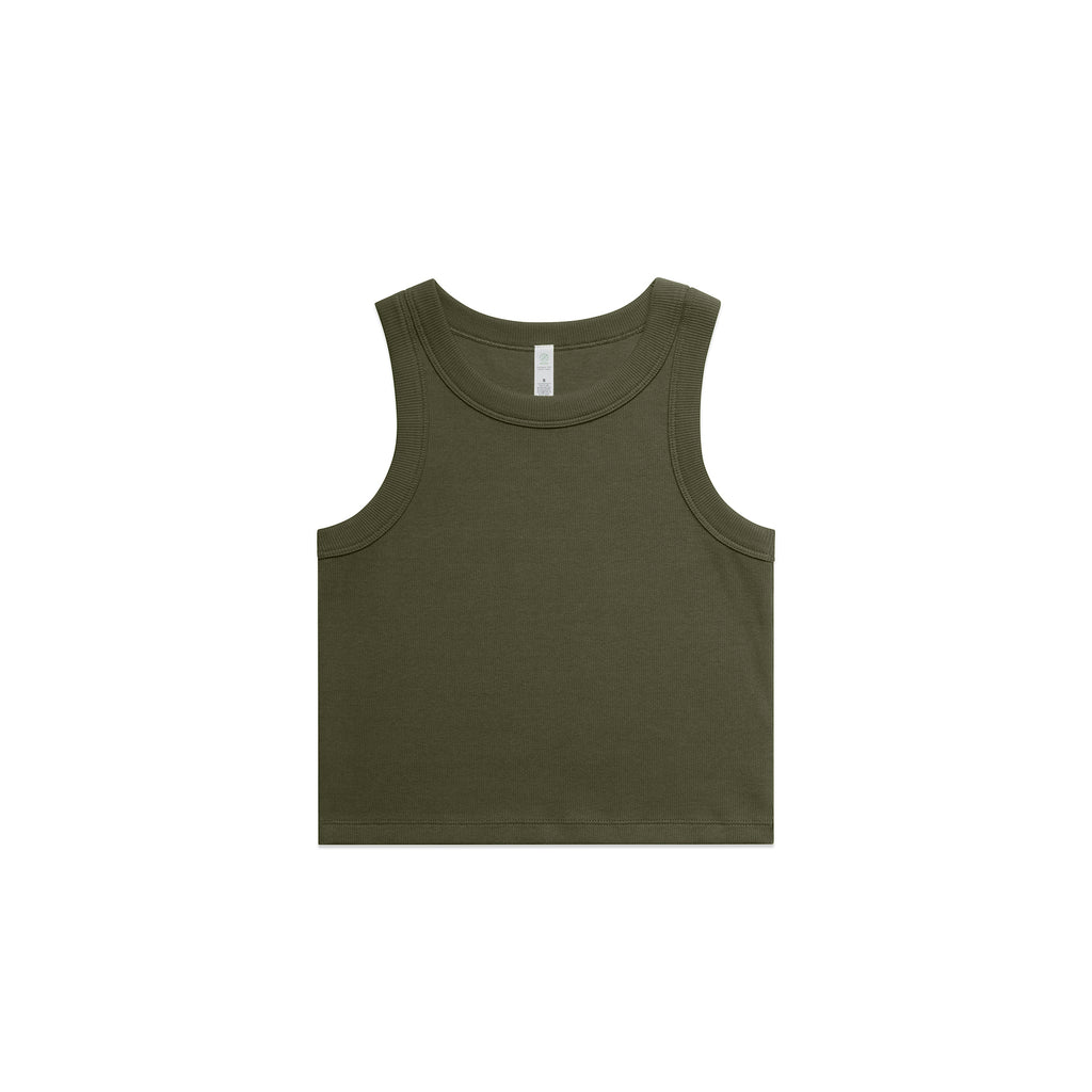 Ascolour Wos Organic Rib Crop Tank 4064G Organic Rib Crop Tank Army Front - Custom Printed - Print Blanc