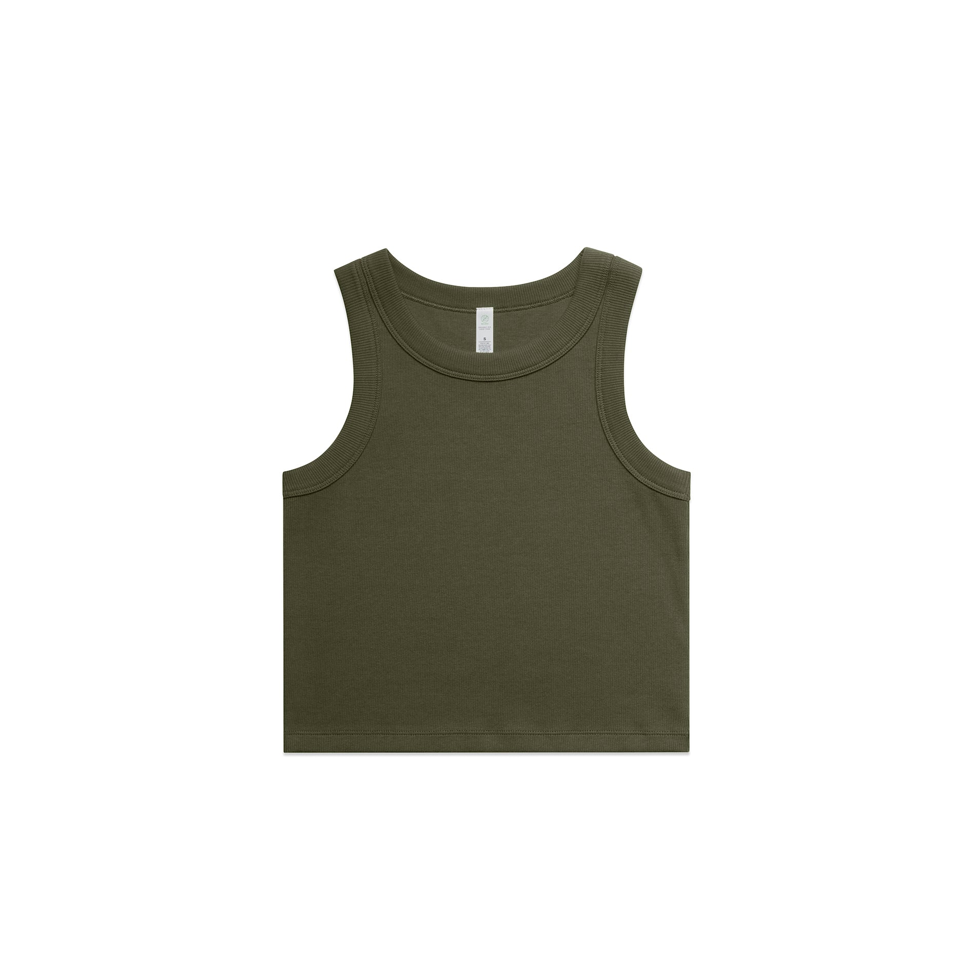 Ascolour Wos Organic Rib Crop Tank 4064G Organic Rib Crop Tank Army Front - Custom Printed - Print Blanc