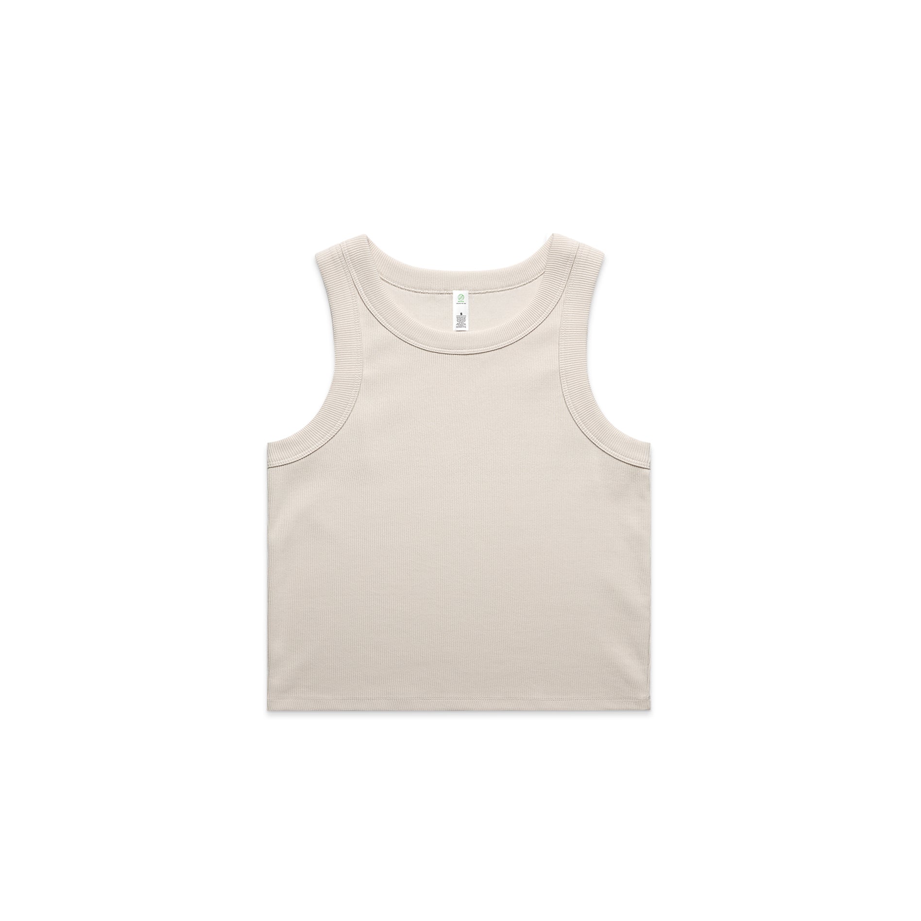 Ascolour Wos Organic Rib Crop Tank 4064G Organic Rib Crop Tank Bone Front - Custom Printed - Print Blanc