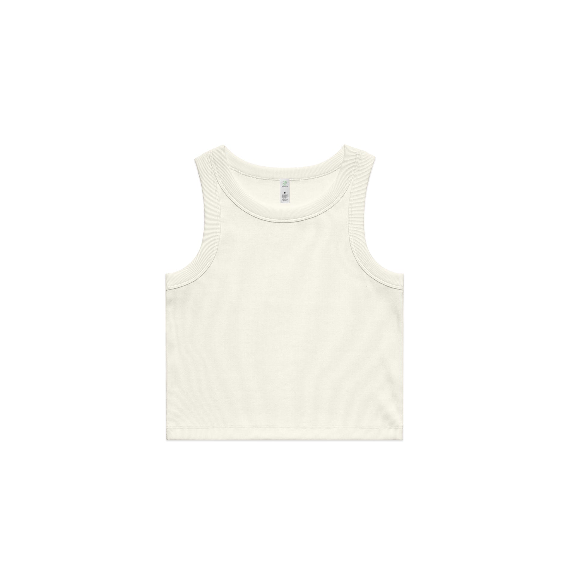 Ascolour Wos Organic Rib Crop Tank 4064G Organic Rib Crop Tank Ecru Front - Custom Printed - Print Blanc