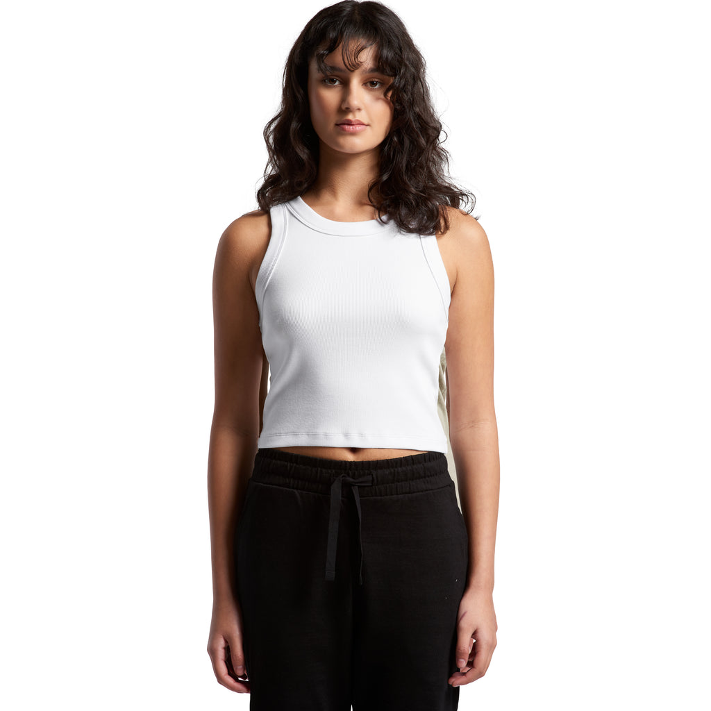 Ascolour Wos Organic Rib Crop Tank 4064G Organic Rib Crop Tank Front - Custom Printed - Print Blanc