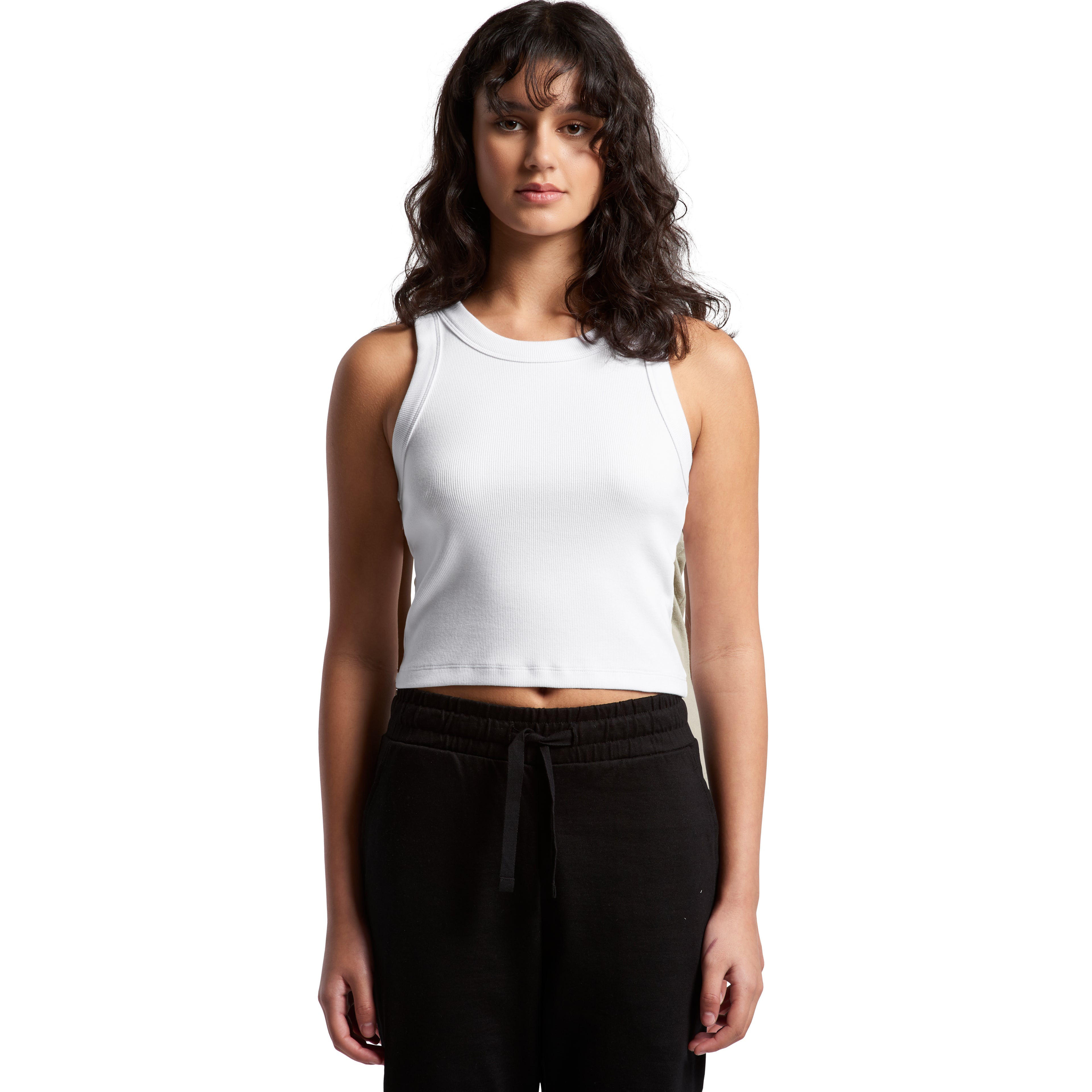 Ascolour Wos Organic Rib Crop Tank 4064G Organic Rib Crop Tank Front - Custom Printed - Print Blanc