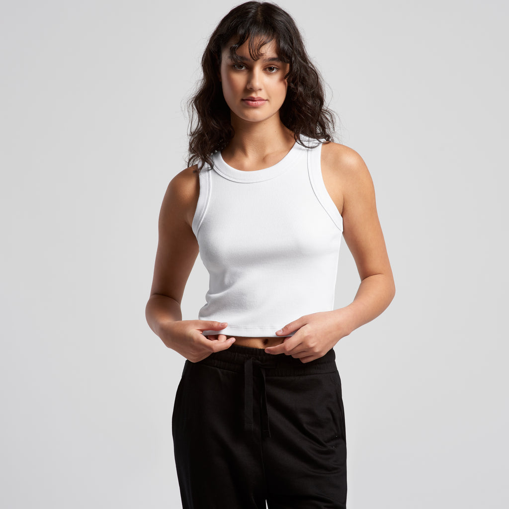 Ascolour Wos Organic Rib Crop Tank 4064G Organic Rib Crop Tank Loose Front - Custom Printed - Print Blanc