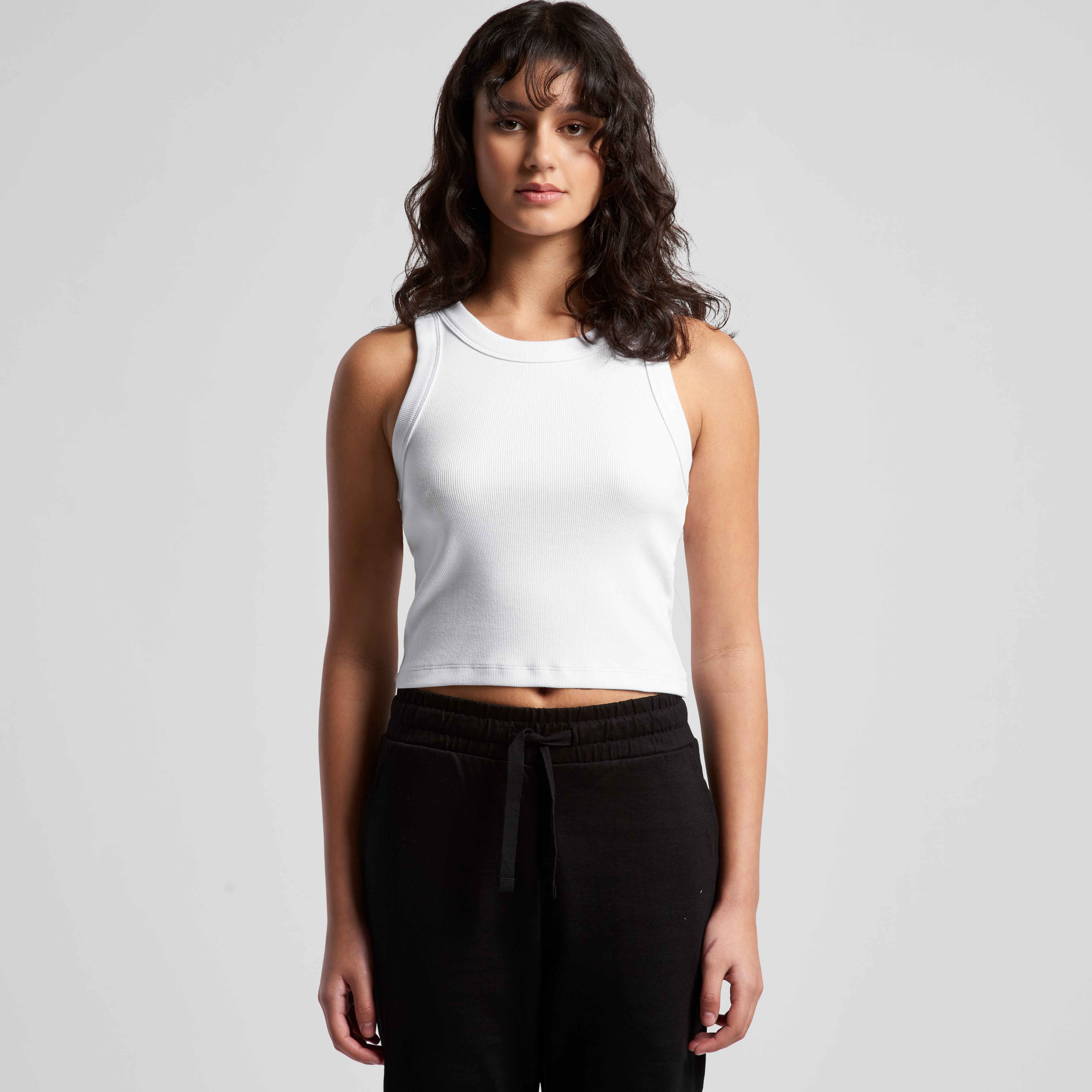 Ascolour Wos Organic Rib Crop Tank 4064G Organic Rib Crop Tank Main Front - Custom Printed - Print Blanc