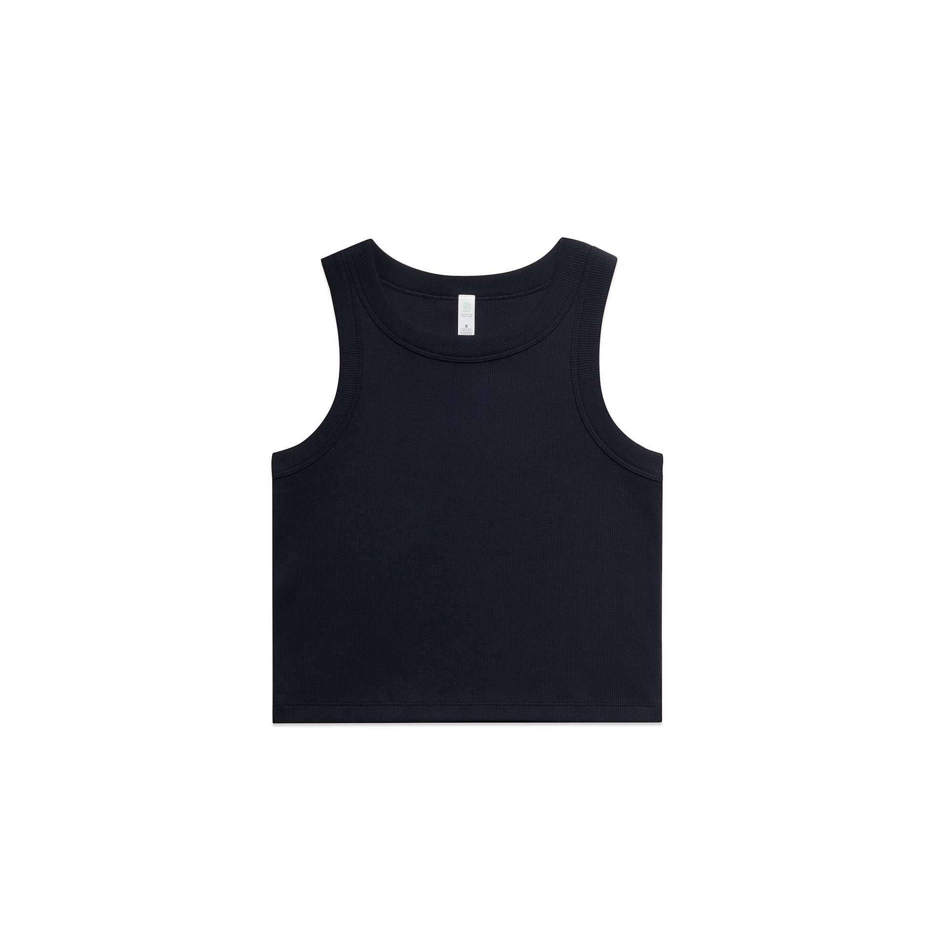 Ascolour Wos Organic Rib Crop Tank 4064G Organic Rib Crop Tank Navy Front - Custom Printed - Print Blanc