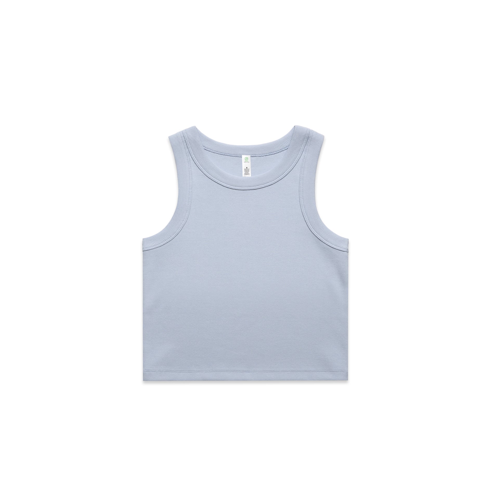 Ascolour Wos Organic Rib Crop Tank 4064G Organic Rib Crop Tank Powder Front - Custom Printed - Print Blanc