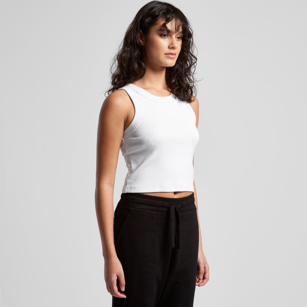 Ascolour Wos Organic Rib Crop Tank 4064G Organic Rib Crop Tank Turn Front - Custom Printed - Print Blanc
