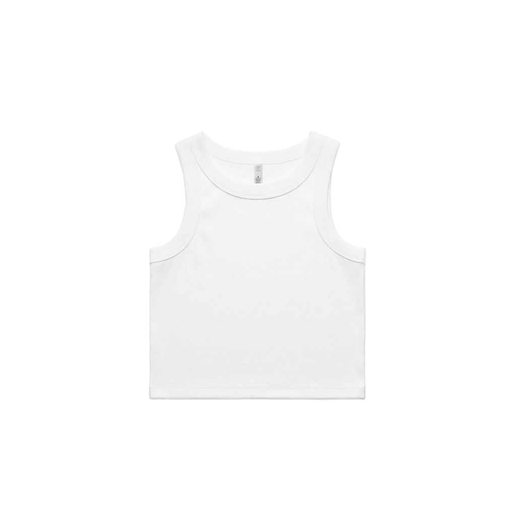 Ascolour Wos Organic Rib Crop Tank 4064G Organic Rib Crop Tank White Front - Custom Printed - Print Blanc
