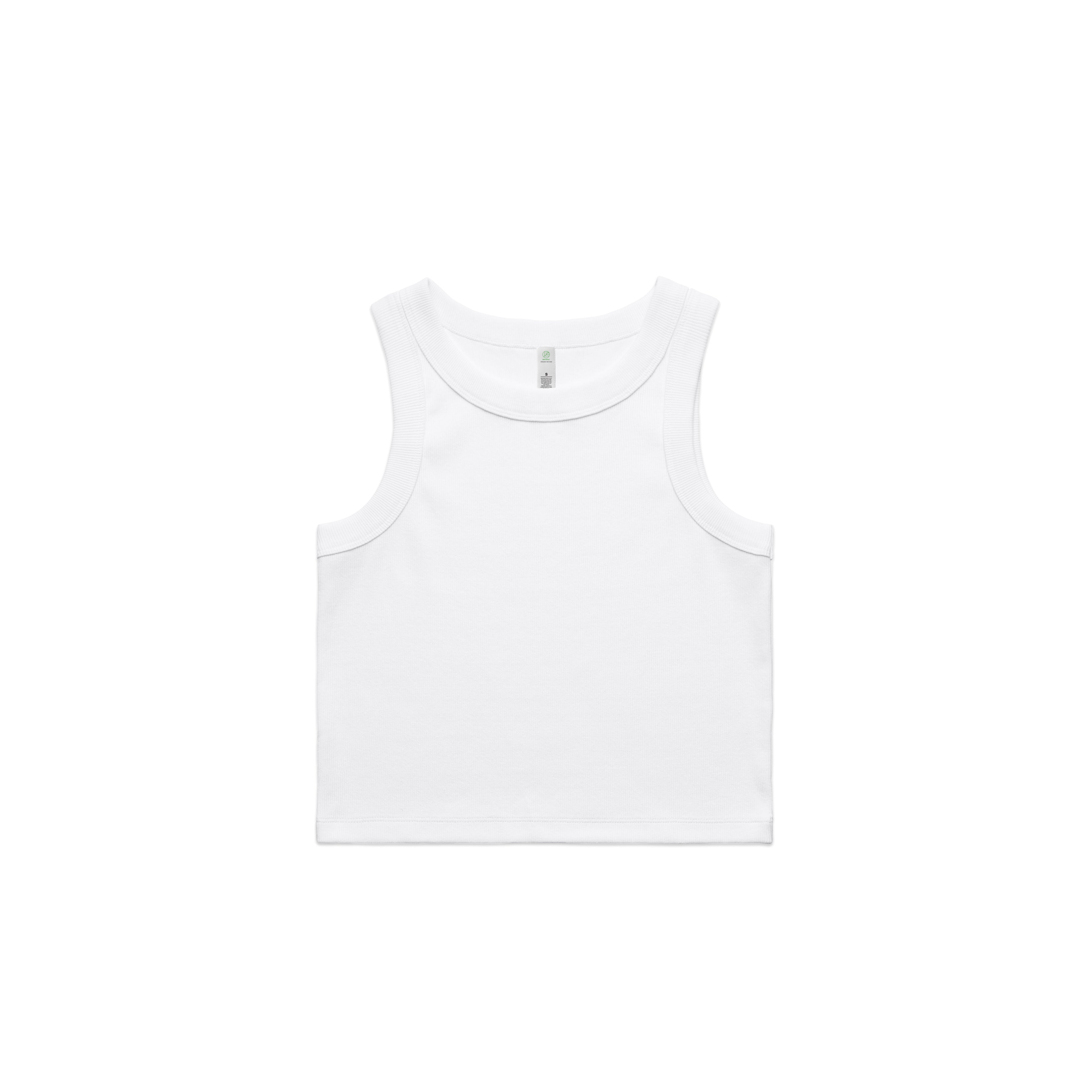 Ascolour Wos Organic Rib Crop Tank 4064G Organic Rib Crop Tank White Front - Custom Printed - Print Blanc