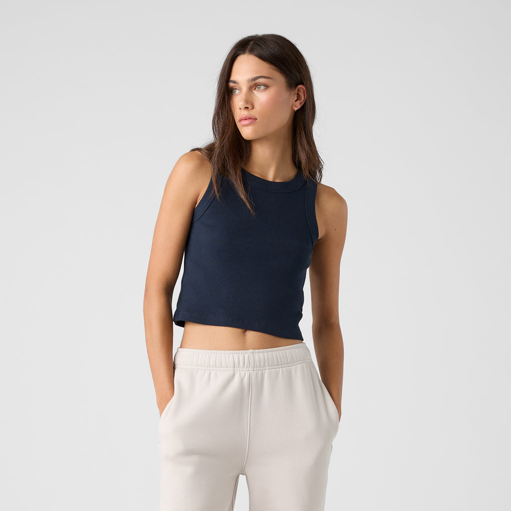 Ascolour Wos Organic Rib Crop Tank 4064G Womens 2 Front - Custom Printed - Print Blanc