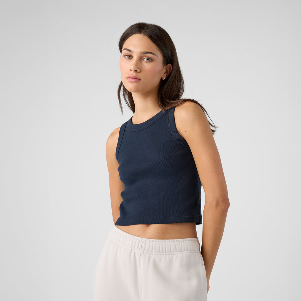 Ascolour Wos Organic Rib Crop Tank 4064G Womens Front - Custom Printed - Print Blanc