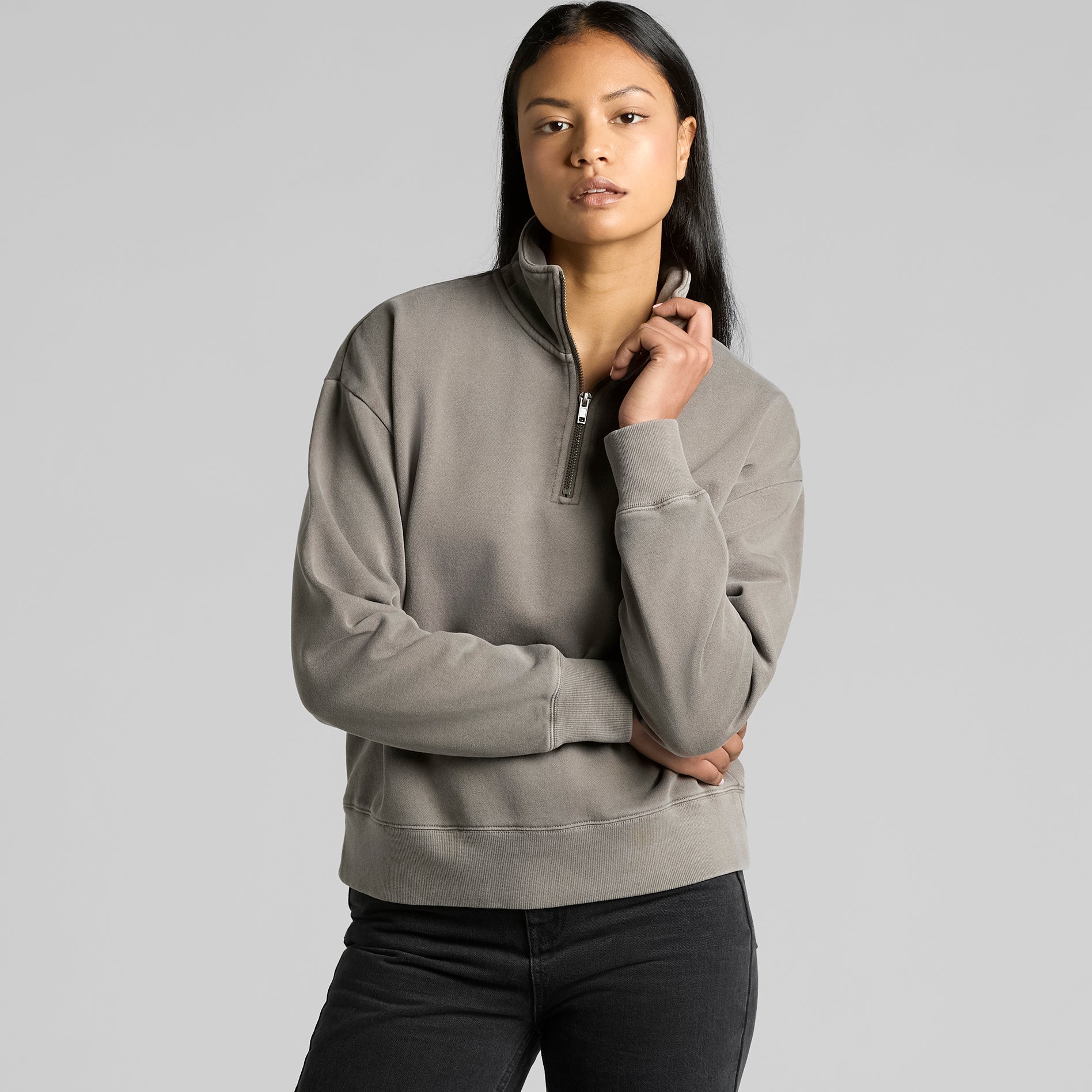 Ascolour Wos Relax Faded Half Zip 4167 Wos Relax Faded Half Zip Extra 1 Front - Custom Printed - Print Blanc