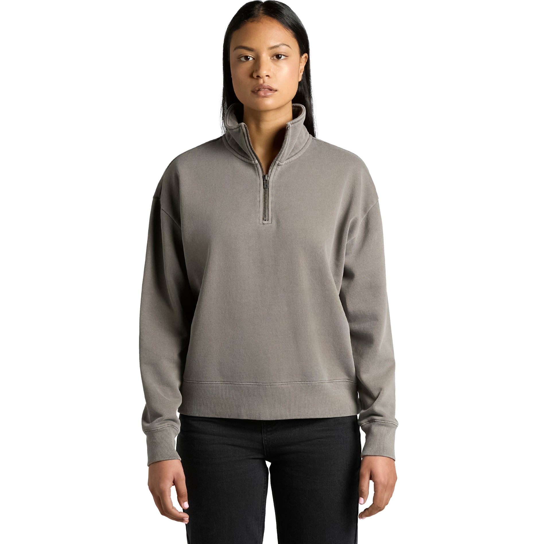 Ascolour Wos Relax Faded Half Zip 4167 Wos Relax Faded Half Zip Front - Custom Printed - Print Blanc