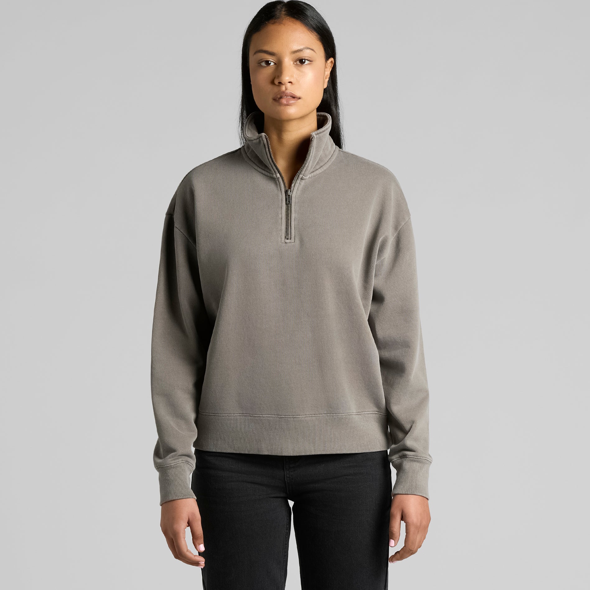 Ascolour Wos Relax Faded Half Zip 4167 Wos Relax Faded Half Zip Main Front - Custom Printed - Print Blanc