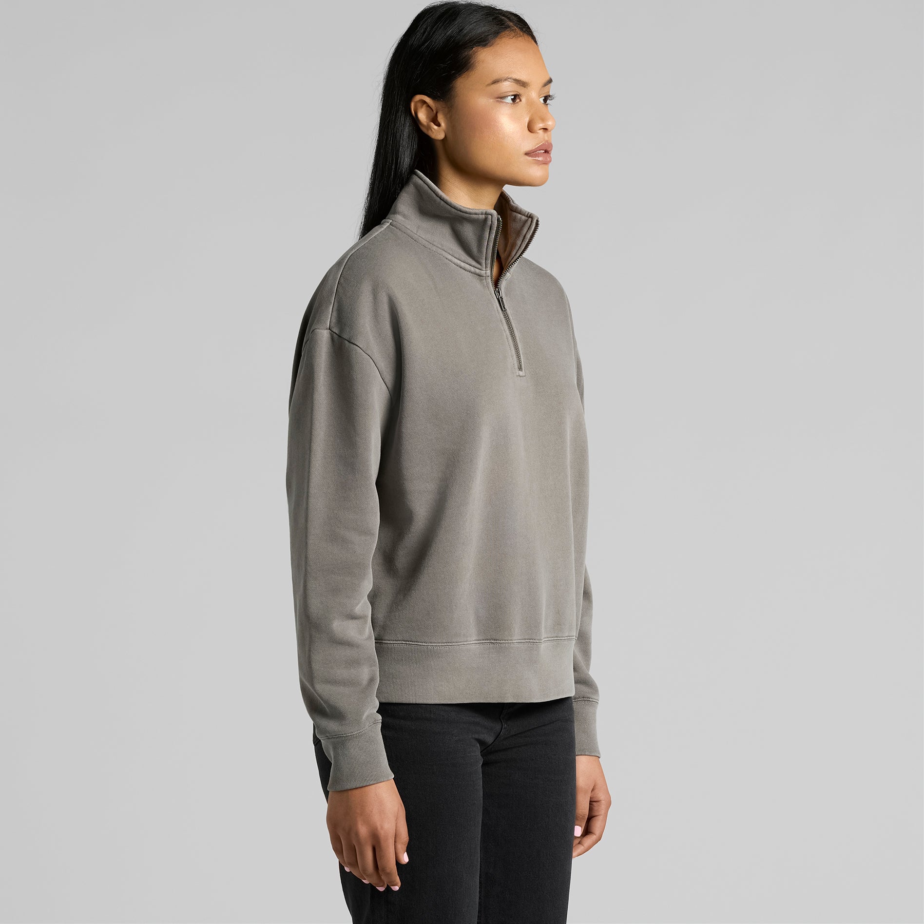Ascolour Wos Relax Faded Half Zip 4167 Wos Relax Faded Half Zip Turn Front - Custom Printed - Print Blanc