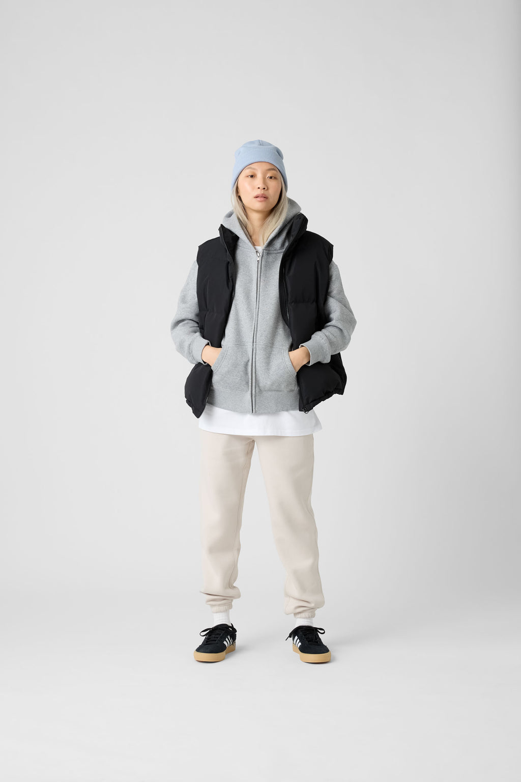 Ascolour Wos Relax Zip Hood 4162 Grey Marle Model2 Front - Custom Printed - Print Blanc