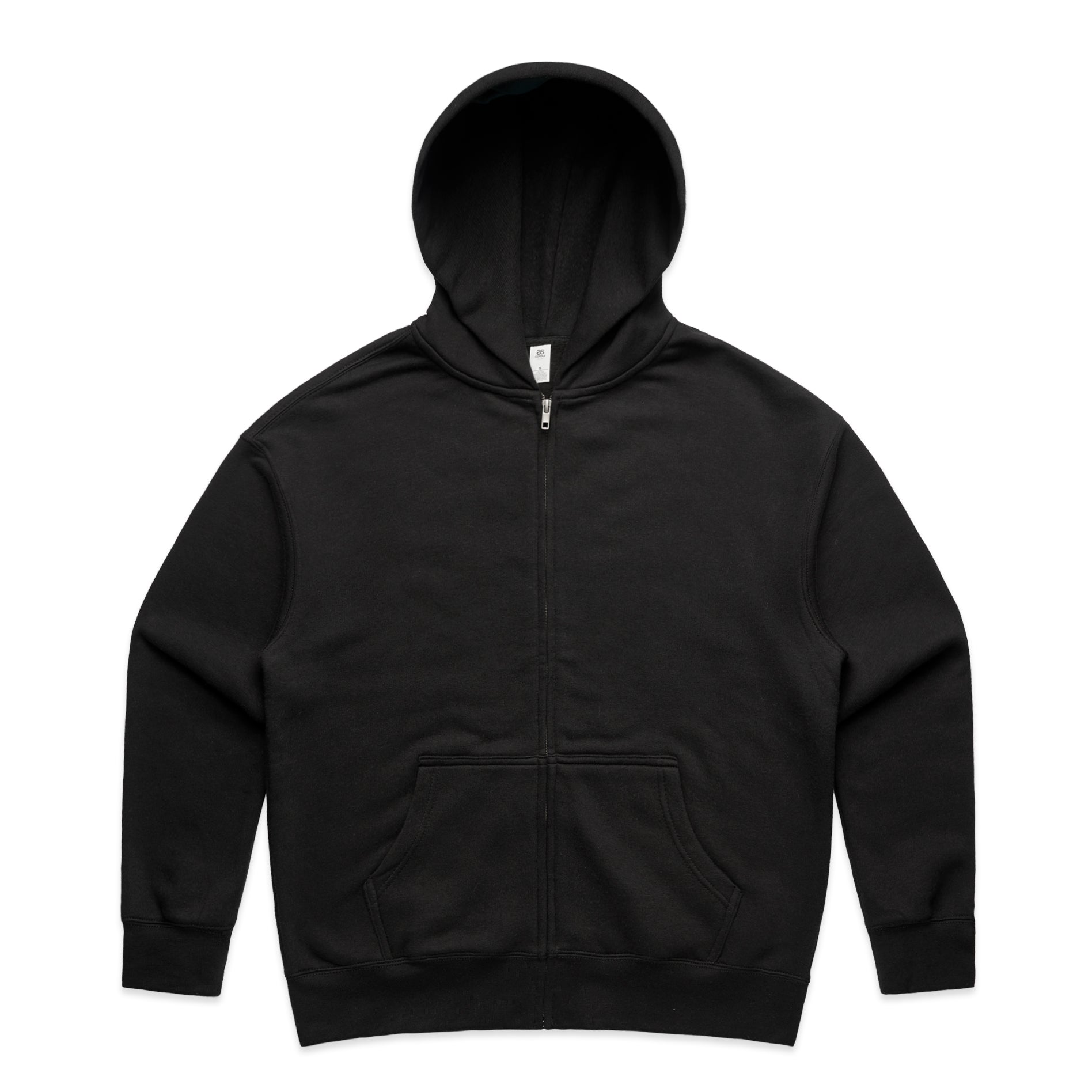 Ascolour Wos Relax Zip Hood 4162 Wos Relax Zip Black Front - Custom Printed - Print Blanc