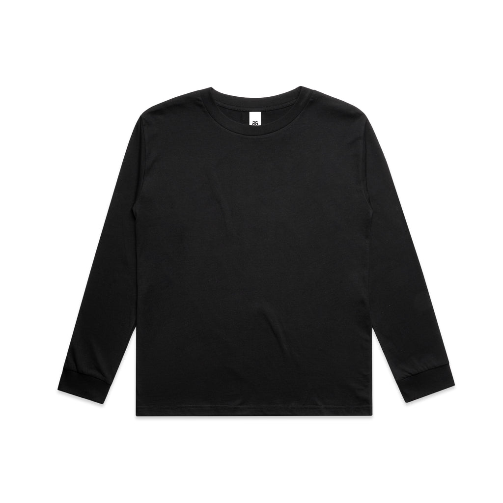 Ascolour Youth Classic Ls Tee 3063 Youth Classic Ls Tee Black Front - Custom Printed - Print Blanc