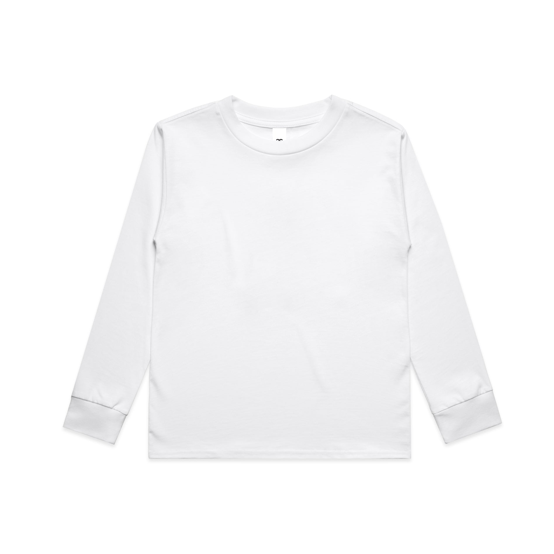 Ascolour Youth Classic Ls Tee 3063 Youth Classic Ls Tee White Front - Custom Printed - Print Blanc