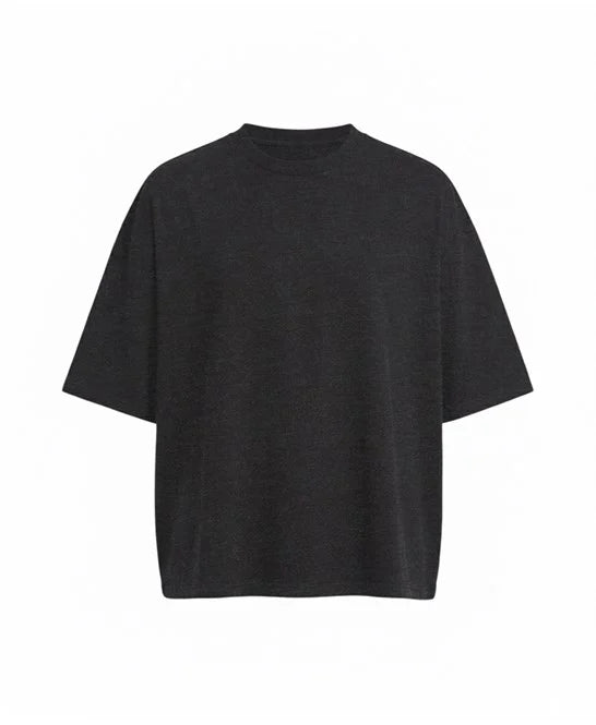 AWDis Boxy Cropped T-shirt - Washed Black - Custom Printed - Print Blanc