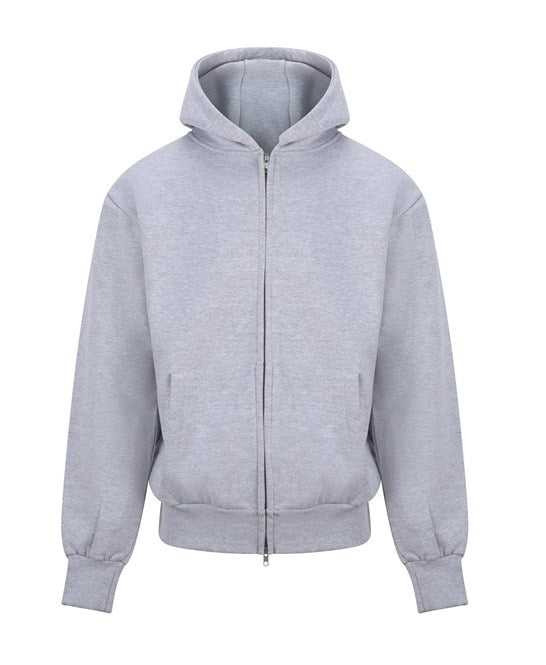 AWDis Heavyweight Zip Hoodie - Heather Grey - Custom Printed - Print Blanc