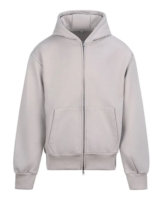 AWDis Heavyweight Zip Hoodie - Natural Stone - Custom Printed - Print Blanc