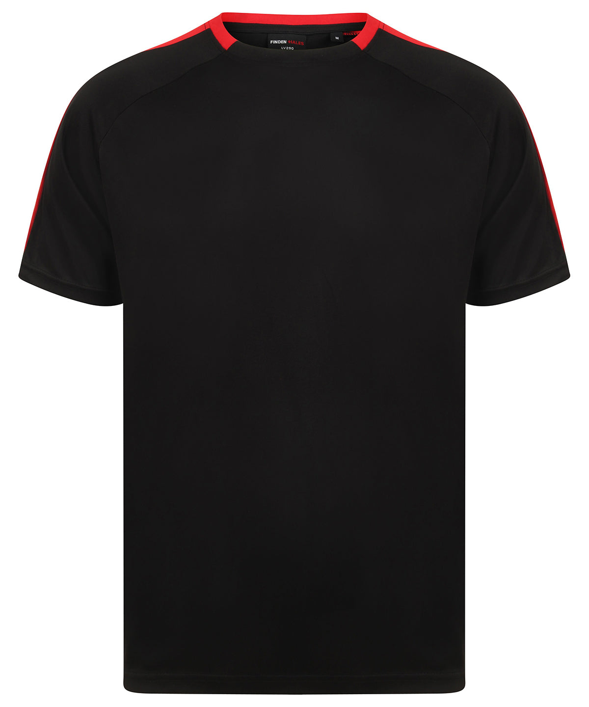 Finden & Hales Unisex Team T-shirt - Black Red - Custom Printed - Print Blanc