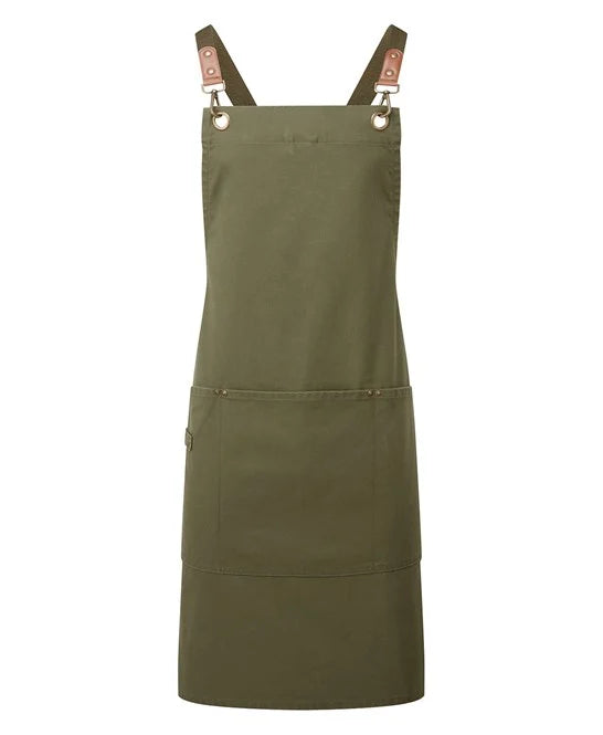 Premier Cross-back apron - Olive - Custom Printed - Print Blanc