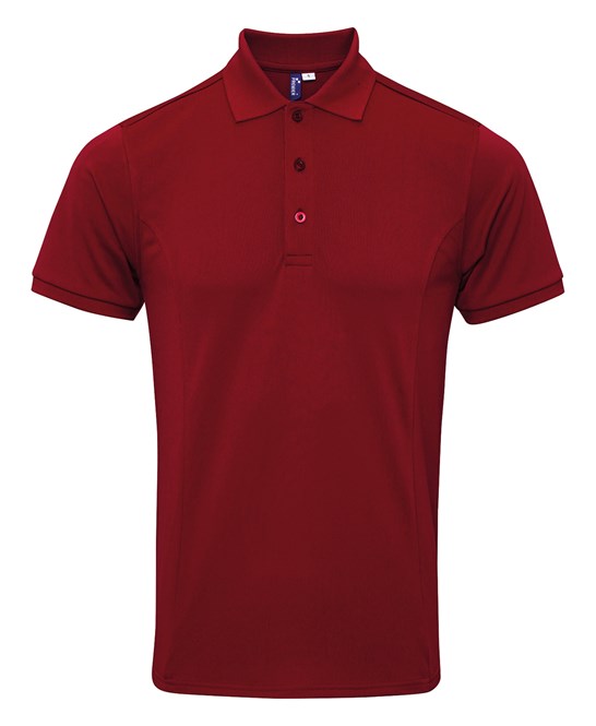Premier Plus Polo - Burgundy - Custom Printed - Print Blanc