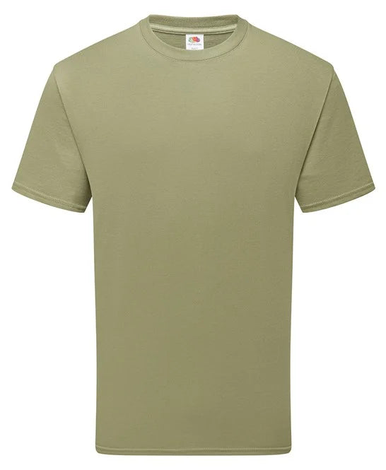 Fruit of the Loom Pure Cotton T-shirt - Classic Olive - Custom Printed - Print Blanc