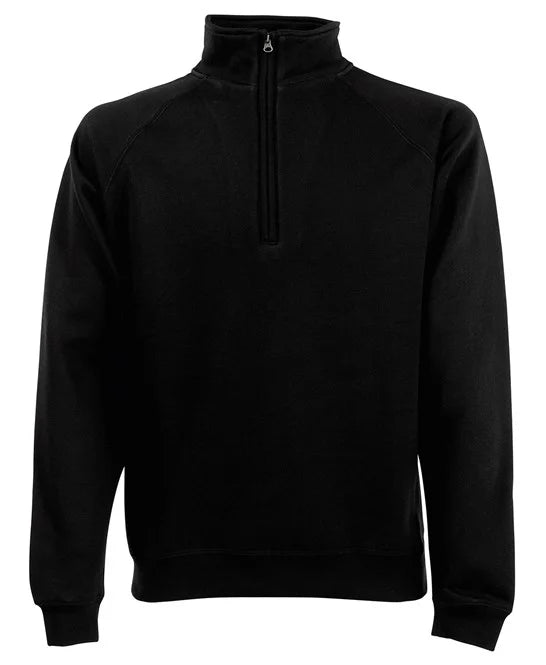 Fruit of the Loom Zip-neck Sweatshirt - Black - Custom Printed - Print Blanc