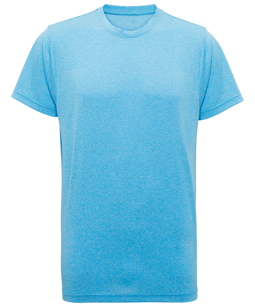 TriDri Performance T-shirt - Turquoise Melange - Custom Printed - Print Blanc