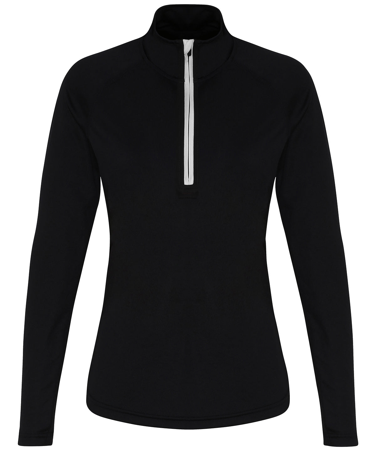 Women's TriDri Long Sleeve Performance 1/4 Zip - Black White - Custom Printed - Print Blanc