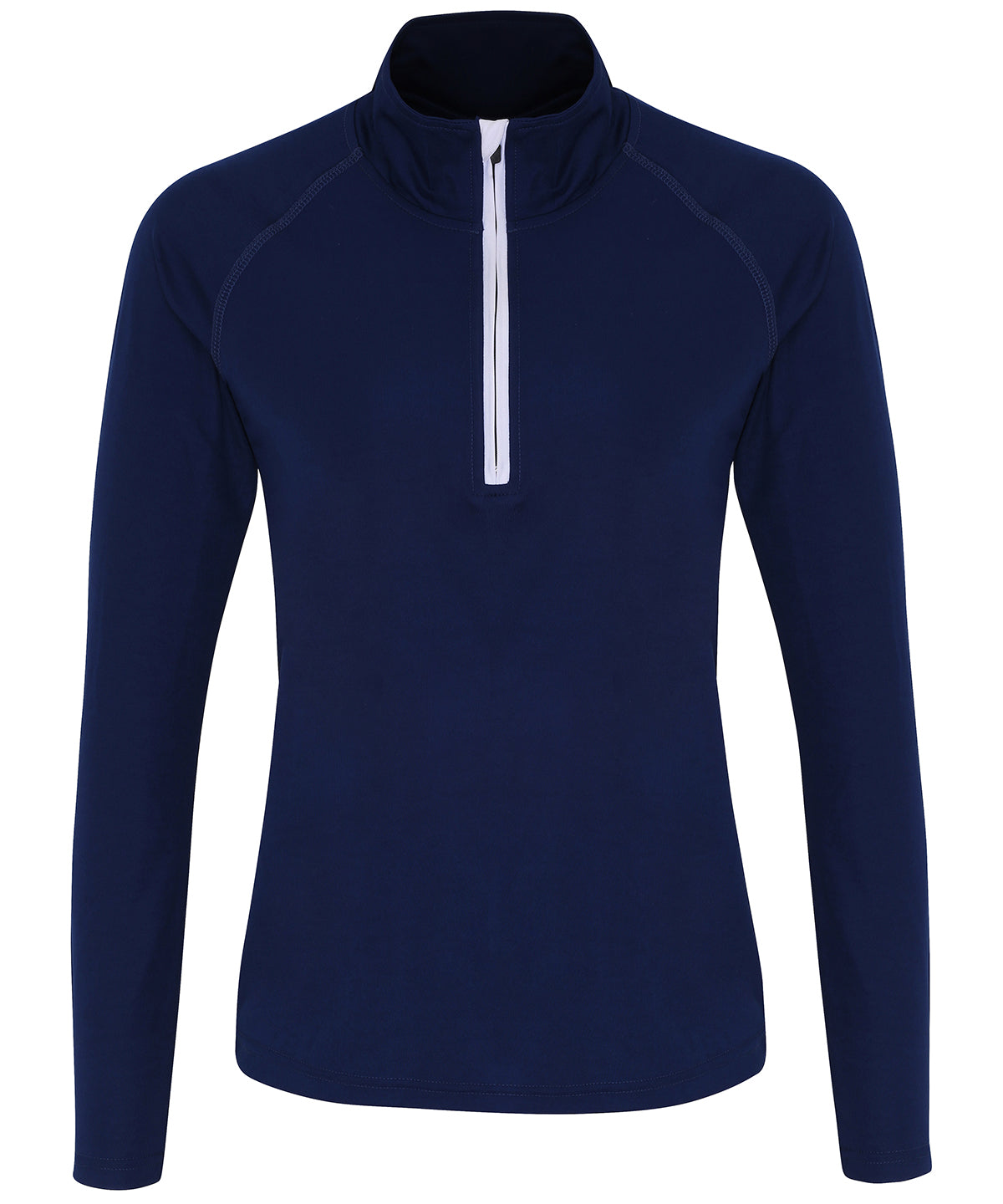 Women's TriDri Long Sleeve Performance 1/4 Zip - Navy White - Custom Printed - Print Blanc